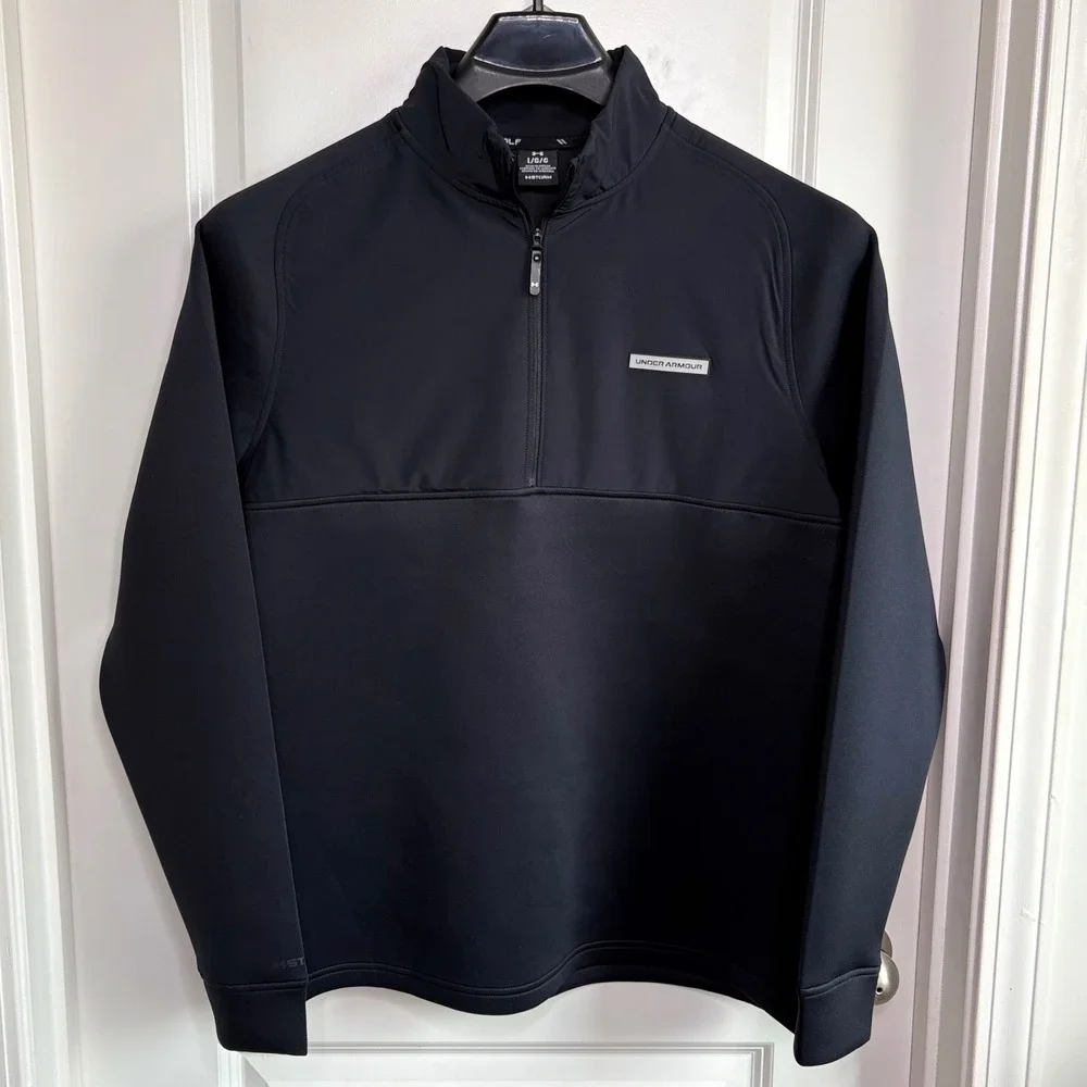 $90 NEW Under Armour Golf Mens L Drive Pro Hybrid HZ Storm  Pullover Black